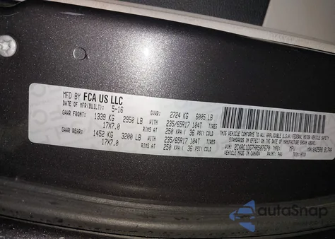 2017 Chrysler Pacifica Touring from USA, damaged, VIN 2C4RC1DG7HR507670